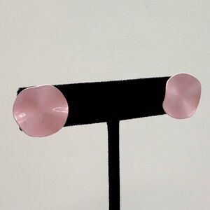 VINTAGE Pink Enamel Crinkle Earrings